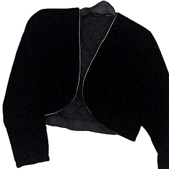 Vintage 90s y2k cropped black velvet and gold rope trim jacket - Picture 1 of 8